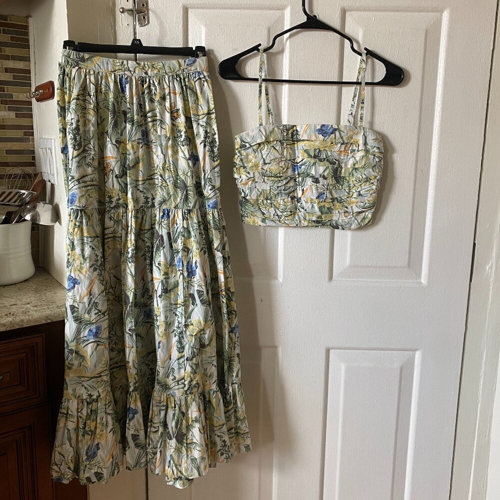 Abercrombie & Fitch Tropical Palm Print Skirt and Top Set